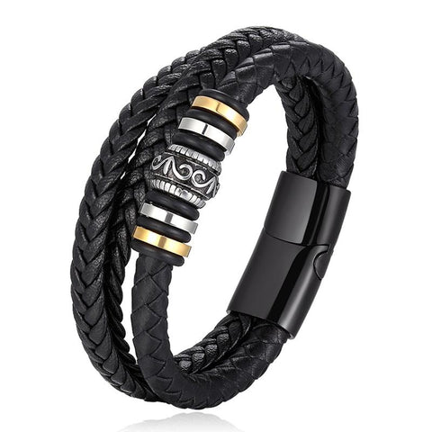 Bracelet en cuir multicouche pour homme