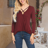T-shirt femme en maille col V