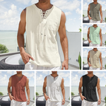 t-shirt en coton et lin à lacets