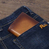 Portefeuille à deux volets en cuir pour hommes avec blocage anti-RFID
