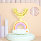 Brosse à dents arc-en-ciel souple en forme de U