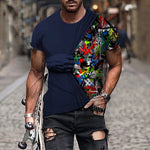 T-shirt homme avec imprimé 3D et col rond