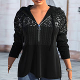 Sweat à capuche zippé et sequins