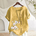 Chemise En Lin Et Coton Á Fleurs