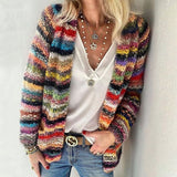 Cardigan à Rayures Arc-en-ciel pour Femme