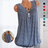 Débardeur d'été sans manches avec col en V et imprimé floral