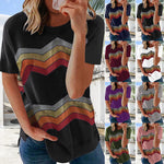 T-shirt décontracté à manches courtes à rayures pour femmes