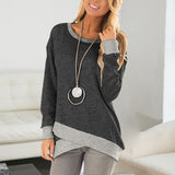 Haut à manches longues irrégulières à col rond et grande taille