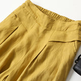 Jambe large décontractée en coton et lin pour femmes