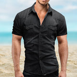 Chemises En Jean Á Manches Courtes