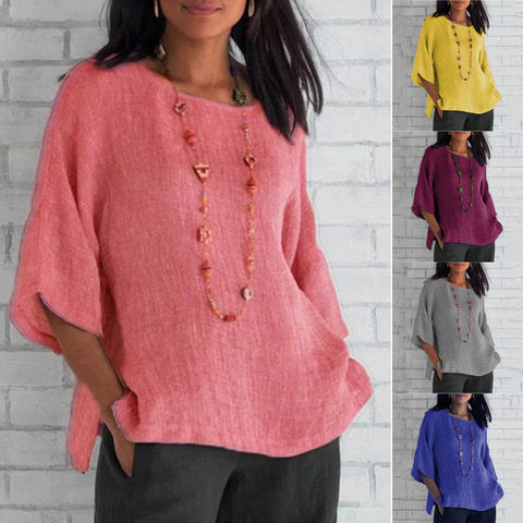 T-shirt simple ample de couleur unie