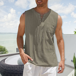 t-shirt en coton et lin à lacets
