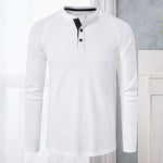 T-shirts décontractés à manches longues Henley pour hommes