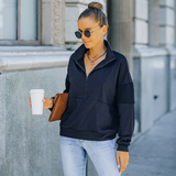 Sweat-shirt à col roulé de couleur unie