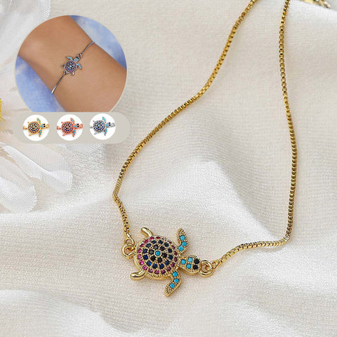 Bracelet mignon petite tortue incrusté de zircons