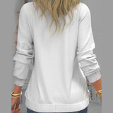 Pull Patch en Dentelle Blanc à Manches Longues