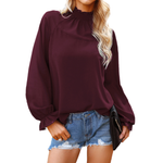 T-shirt ample à manches longues en mousseline de soie pour femme