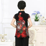 costume deux pièces en coton et lin pour personnes âgées