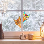 Attrape-soleil chat teinté à la main pour fenêtre