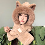 Bonnet et écharpe 2 en 1 avec oreilles de renard mignonnes