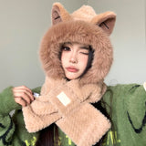 Bonnet et écharpe 2 en 1 avec oreilles de renard mignonnes