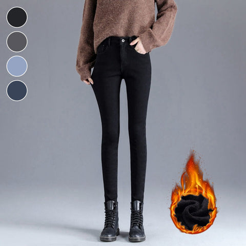 Jean thermique doublé en molleton pour femmes