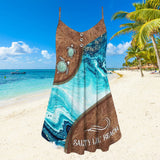 Robe Á Bretelles Spaghetti Imprimée Á Glissière