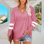 T-shirt Col V Manches Longues Femme Coupe Ample