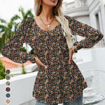 Chemise Á Manches Longues Bouffantes Imprimée