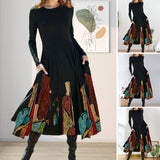 Robe Imprimée à Manches Longues