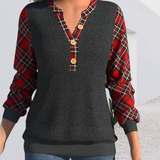 Pull avec Motif en Damier et Boutons