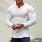 Chemise pour Homme à Col en V de Couleur Unie