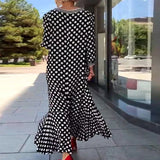 Robe Longue à Manches Longues à Pois