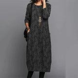 Robe de Poche Imprimée à Manches Longues