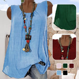 Gilet uni sans manches en coton et lin