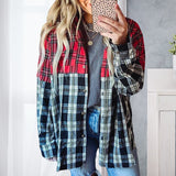 Chemise à manches longues en patchwork imprimé à la mode