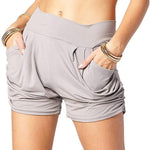 Short à Poches Plissées Taille Haute
