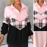 Pull Rose Pâle avec Col et Fermeture Éclair