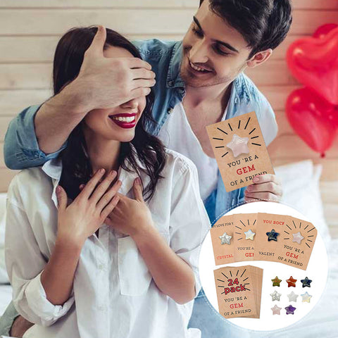 24 cartes de Saint-Valentin avec cristaux en forme d'étoile