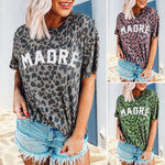 T-shirt tendance col rond imprimé léopard