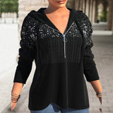 Sweat à capuche zippé et sequins