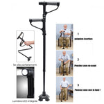 Bâton de marche pliable antidérapant avec lumière LED