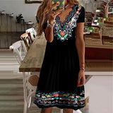 Robe Pastorale Imprimée à Col V Ondulé