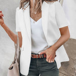 Blazer Uni à Manches Courtes et Revers Décontractés