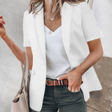 Blazer Uni à Manches Courtes et Revers Décontractés