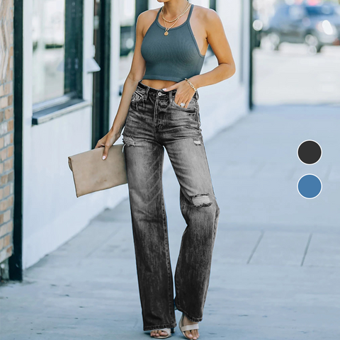 Jean Droit Déchiré Femme