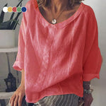 Blouse printanière ample de couleur unie pour femme