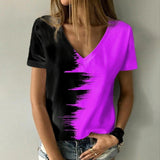 T-shirt à col en V contrasté