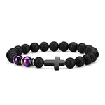 Bracelet de perles d'ambre à croix intérieure