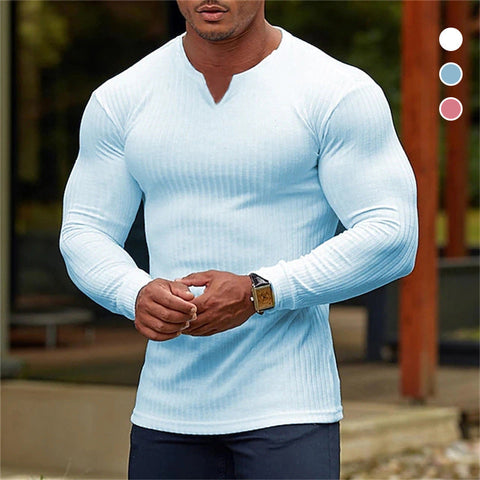 Chemise pour Homme à Col en V de Couleur Unie